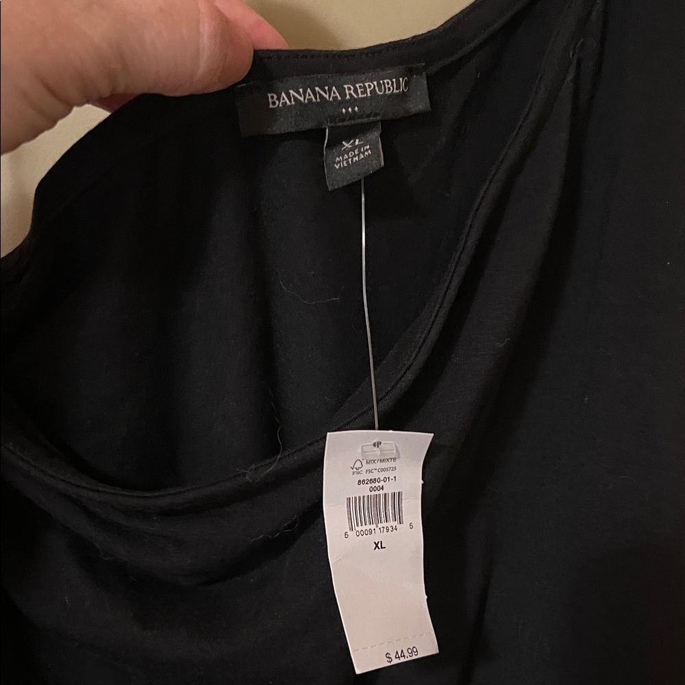 Banana Republic Black One-Shoulder Long Sleeve Top with Side Tie - Picture 2 of 5